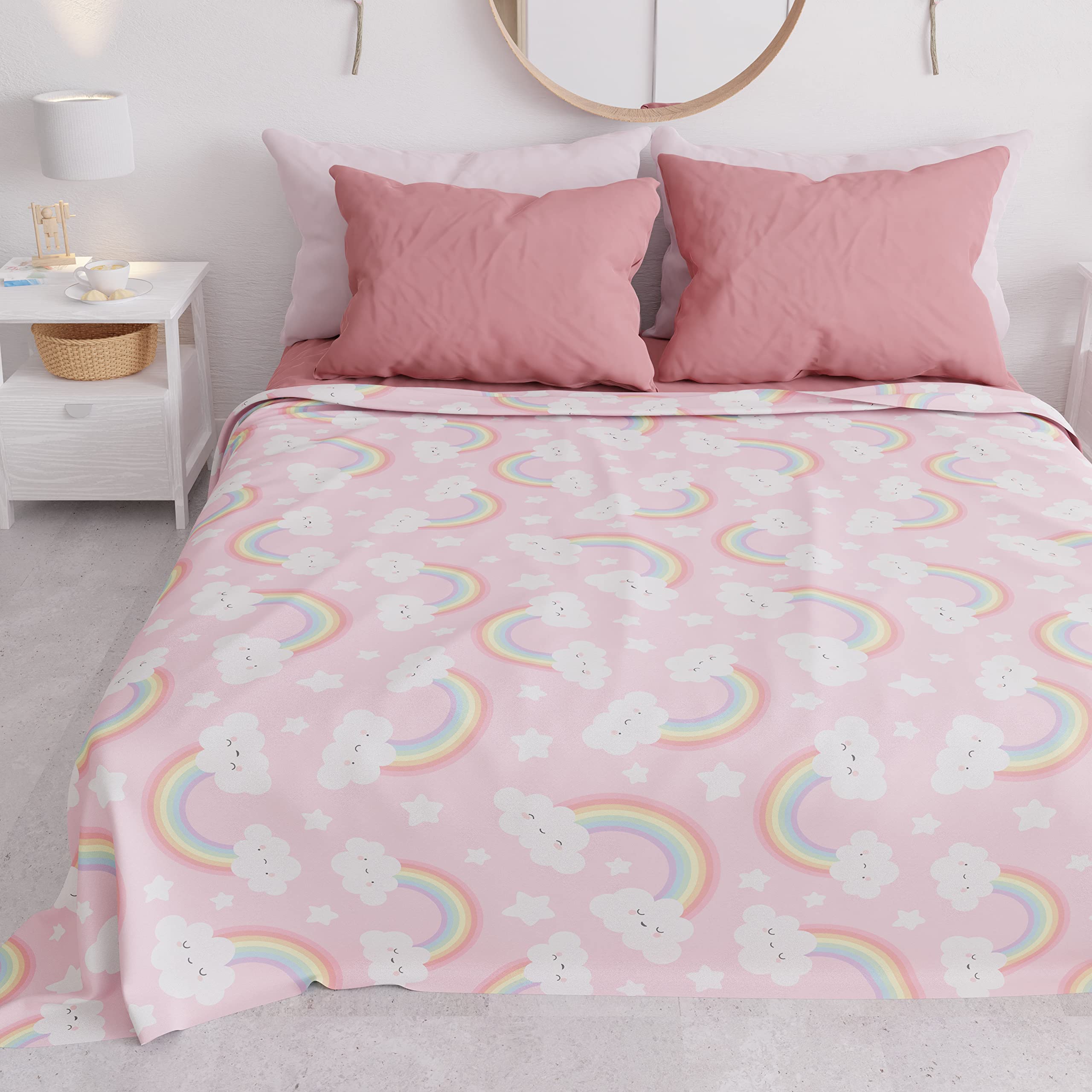 PETTI Artigiani Italiani - Single Bedspread Spring Summer Lightweight Single Blanket, Bedspread, Rainbow 100% Made in Italy