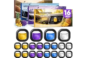 16 Pack Car Air Freshener Vent Clips, 4 Plant-Based Scents, Car Fresheners | 16 car vent air fresheners with plant-based frag