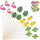 Luau Party Decorations - 48 PCS Hawaiian Cocktail Picks | Tropical Party Favors Supplies Decor Accessories for Summer Beach Pool -Toothpicks for Appetizers Charcuterie Sandwich Cocktail Skewers Sticks
