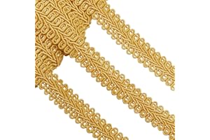 Jutom Gimp Braid Trim 1/2 Inch 20 Yard Polyester Woven Braid Trim Decorative Gimp for Costume DIY Crafts Sewing Curtain Slipcover Decoration Jewelry Making Costume Accessories(Gold)