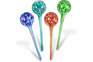 Blazin' Bison Indoor Plant Watering Globes | Automatic Self Water Bulbs | Aqua Water Globe | Decorative Hand-Blown Glass | 4pc Deluxe Set (Large)