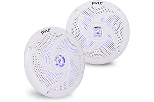 Pyle Marine Speakers - 5.25 Inch 2 Way Waterproof and Weather Resistant Outdoor Audio Stereo Sound System with LED Lights, 18