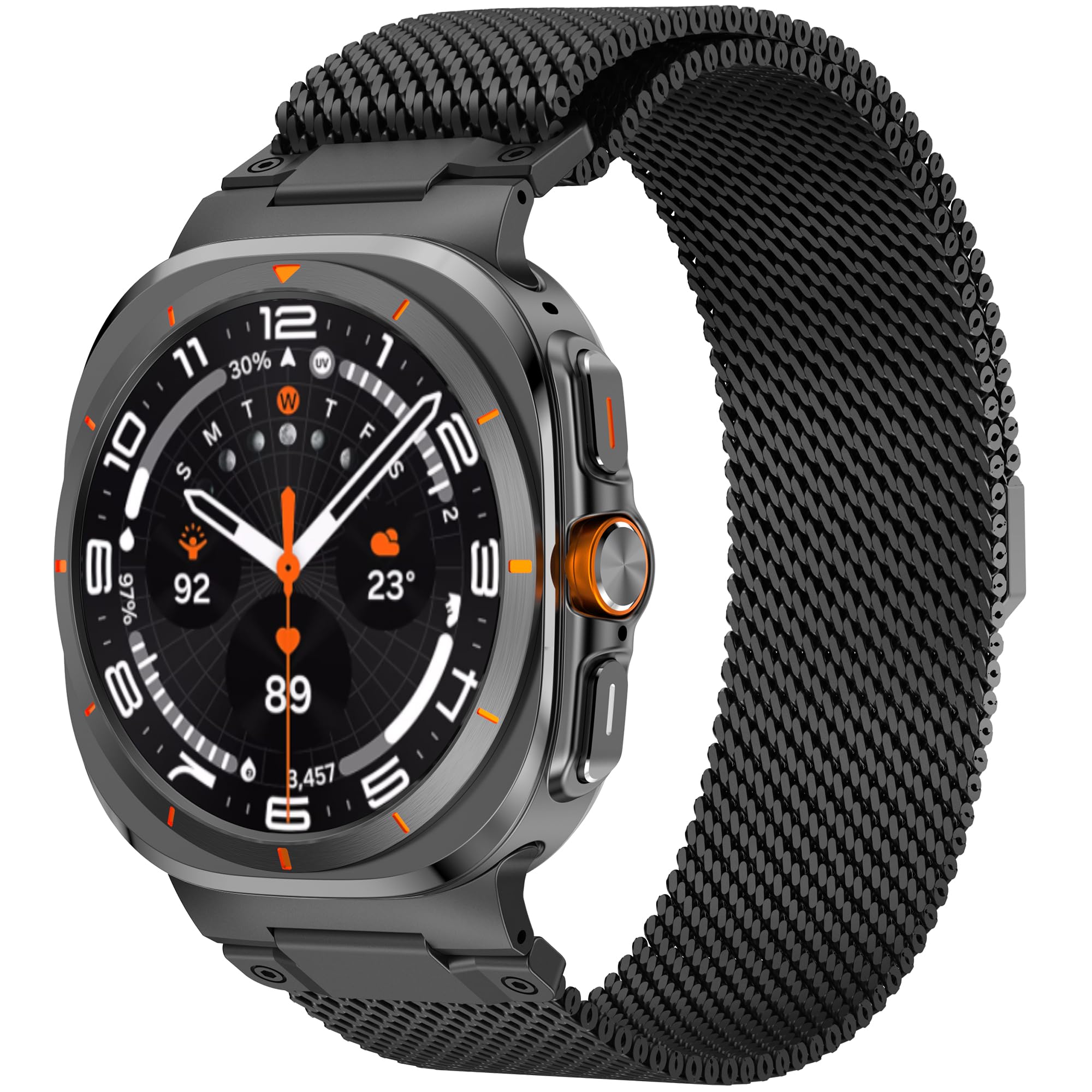 Rugged Stainless Steel Milanese Loop Compatible for Galaxy Watch Ultra 47mm, Strong Magnetic Clasp Metal Strap for Men Women, Adjustable Milanese Mesh Band for Samsung Watch 7 Ultra Band/Watch 8 Ultra Band (2025/2024)