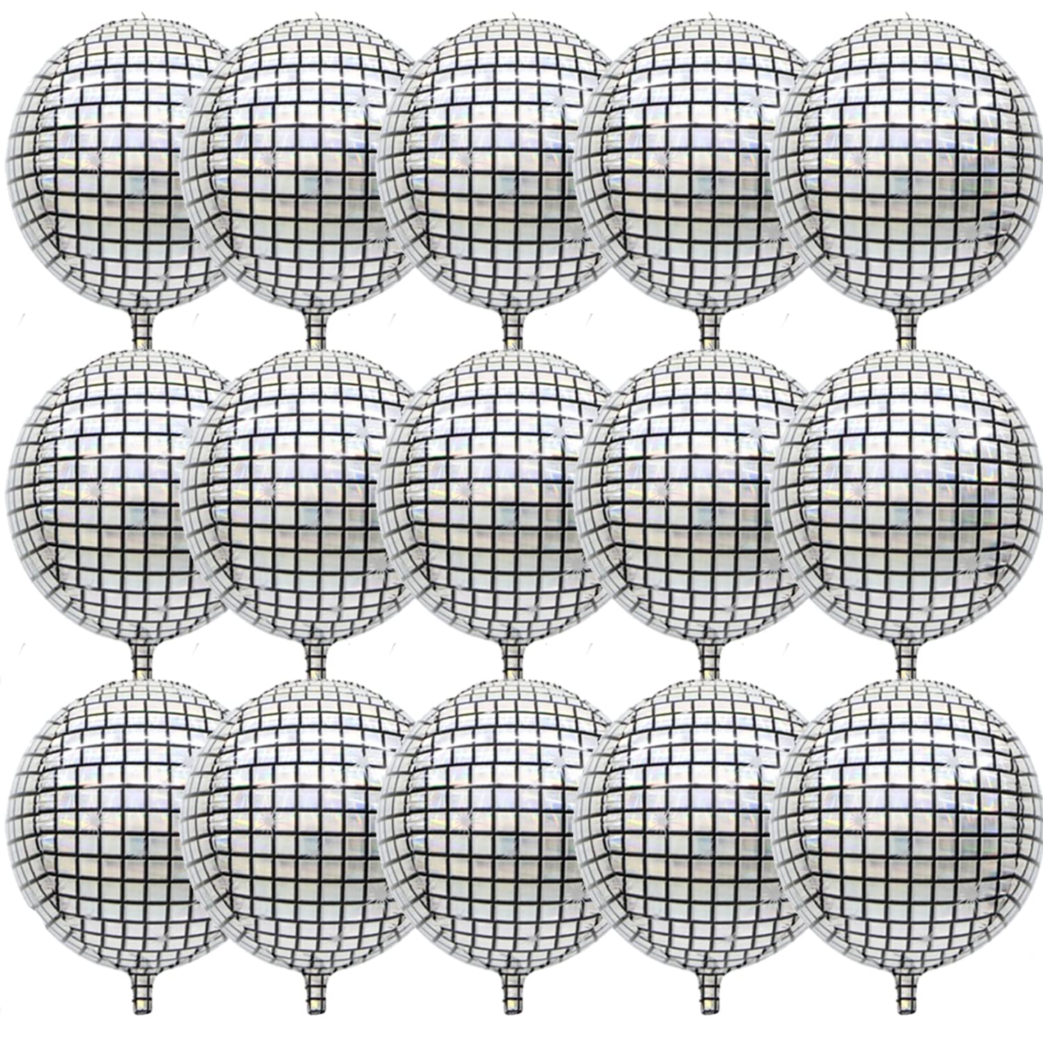 15 Pieces 22 Inches 4D Disco Ball Balloons Large Laser Foil Balloon Metallic Mirror Balloon for Metallic Silver Disco Mylar Foil Balloons for Disco Theme Birthday Party Decoration and Supplies