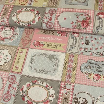 Stoffe Werning Dekostoff Vintage Canvasstoff Blumen - Preis Gilt für 0,5 Meter -