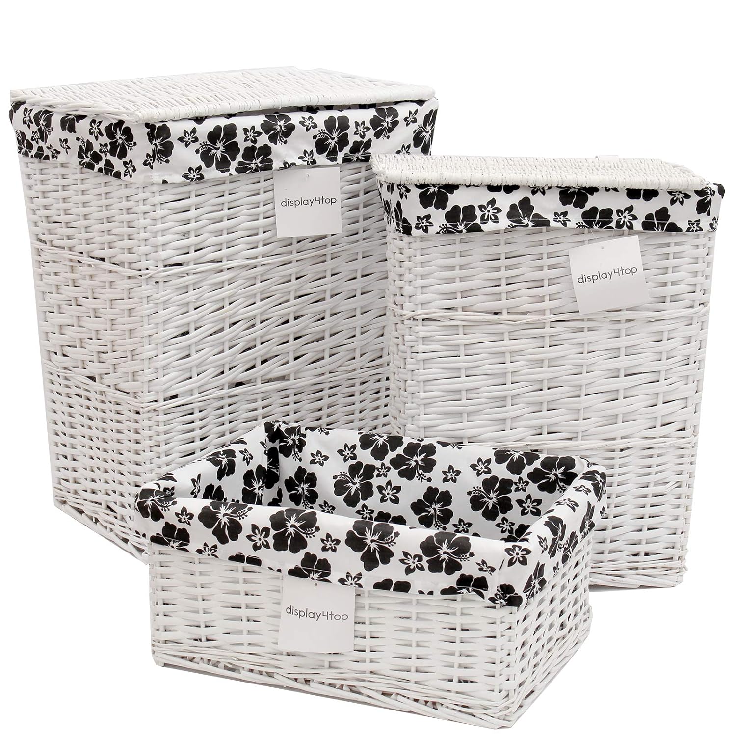 Display4top Home Cestas de lavandería Tejidas de Mimbre con