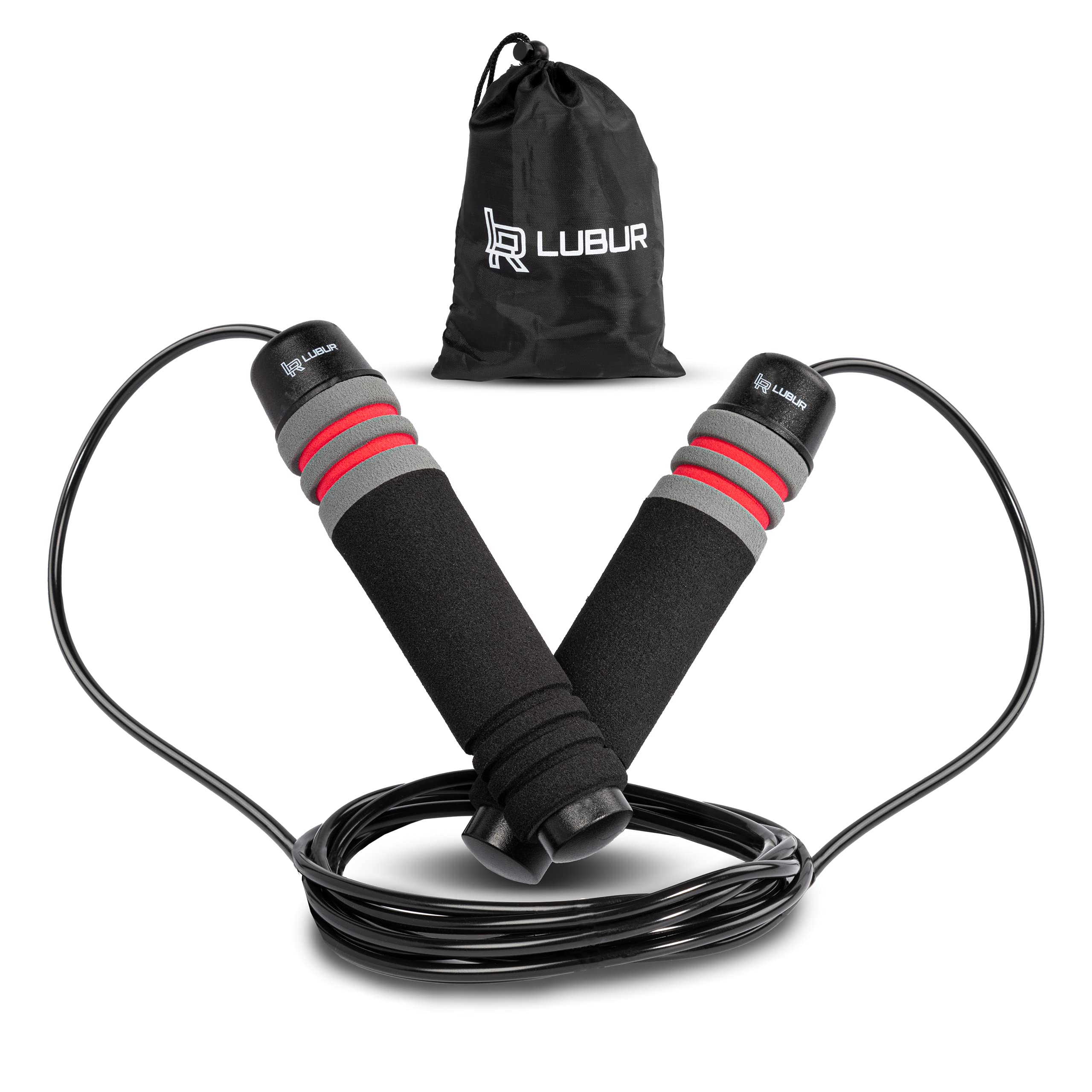 Lubur Sports Skipping Rope - Skipping Rope with Non-Slip and Ergonomic Handle - Individually Adjustable Skipping Line - High-Quality Steel Bouncing Rope with Carry Bag