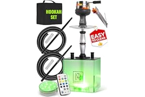 M. ROSENFELD Shisha Hookah Set 2 Hose - YADO Square Hookah To Go with Shisha Charcoal Holder Heat Management Device and Big B