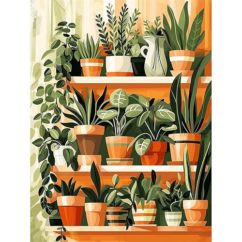 5D Diamond Painting Plant - DIY Potted Diamond Art Craft Painting Kits Full Drill, Gem Art Set Crystal Rhinestone Embroidery Canvas for Adults Gifts Home Wall Decor (16x12 inch)