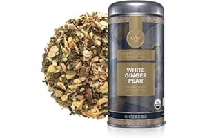 Teabloom Organic White Tea, White Ginger Pear Loose Leaf Tea, Distinctive and Delicate White Tea, USDA Certified Organic and Kosher Certified, 2.80 oz/80 g Canister Makes 35-50 Cups