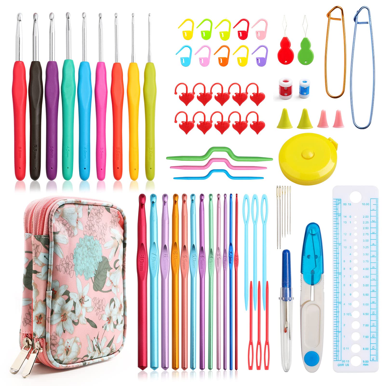 KOKNIT Rubber Crochet Hook Set Crochet Hook kit with Soft Grip, Elegant Crochet Organizer for Veteran and Beginner Crocheters — image 1