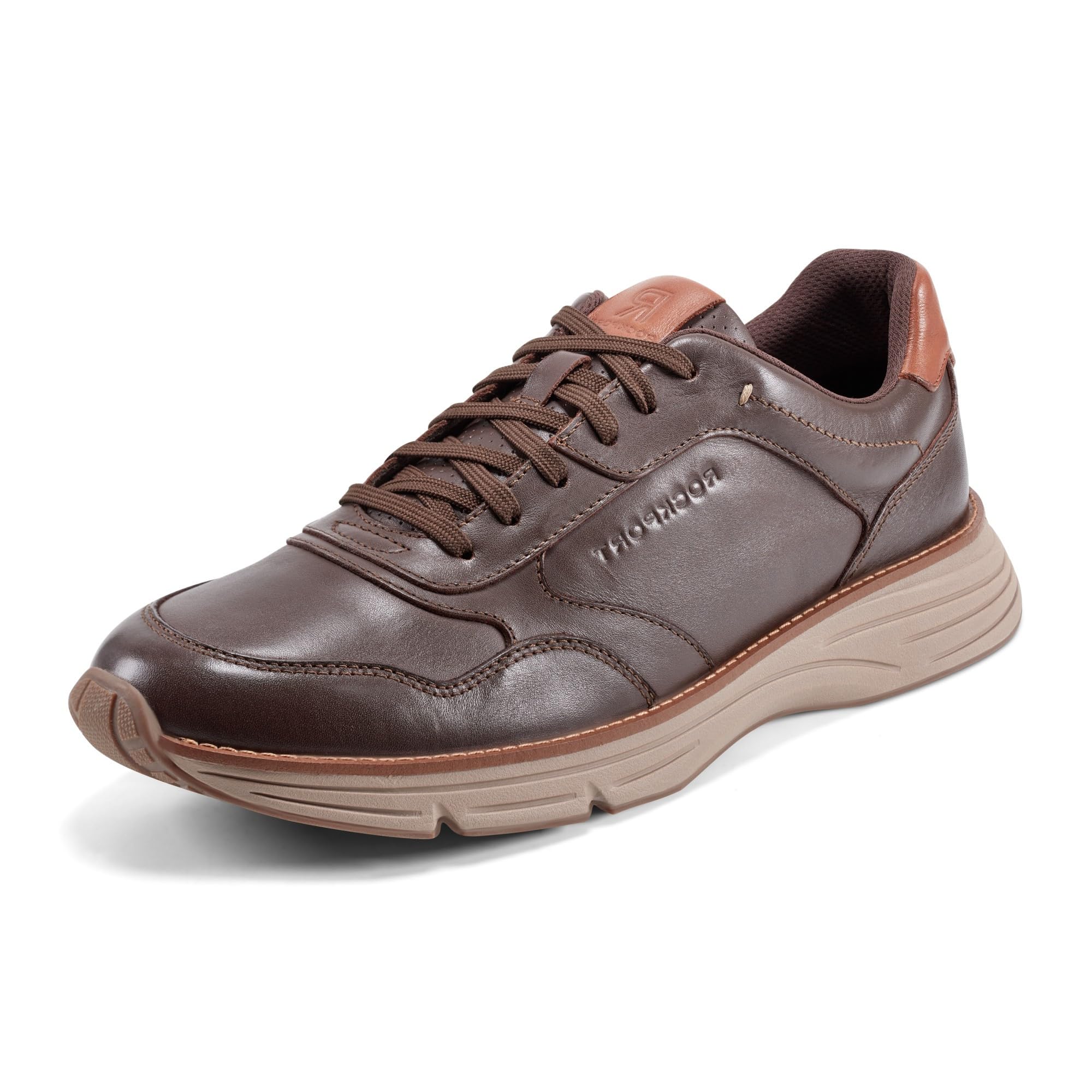 Rockport Men’s Weston Sneaker, Dark Brown Leather, 9.5