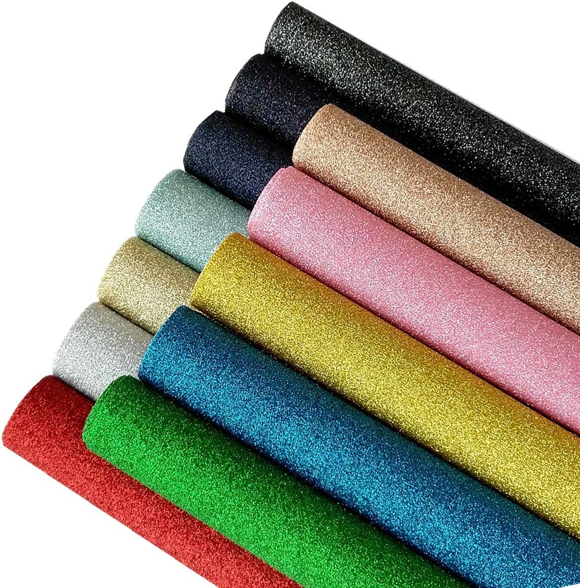 Shiny Glitter Fabric Sheets【12 PCS】【7.5" x12"】Perfect for Creative DIY Craft Hobbies,Make Hair Bows Clips/Headband/Brooches/Phone Case/Wallet/Handbags Decoretion,Dressing Sewing Projects,Assorted Colo