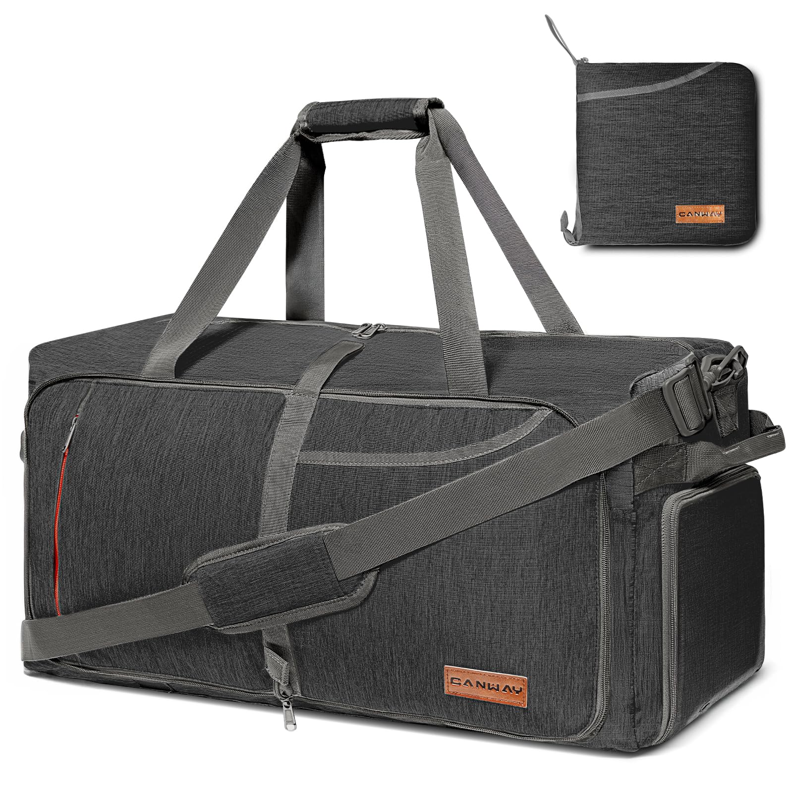 Canway 85L Travel Duffel Bag, Foldable Weekender Bag with Shoes Compartment for Men Women Water-proof & Tear Resistant (Panther Black, 85L) Image