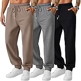 August Alley 3 Pack Mens Big and Tall Sweatpants Athletic Plus Size Joggers Lounge Drawstring Elastic Bottom Pant with Pocket