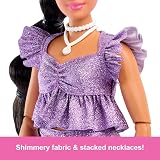 Barbie Deluxe Style Doll #8 Metallic Purple Outfit with Sparkly Shorts view 2