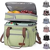 Maelstrom Lunch Bag Women,23L Insulated Lunch Box For Men Women,Expandable Double Deck Lunch Cooler Bag,Lightweight Leakproof Lunch Tote Bag With Side Tissue Pocket,Green