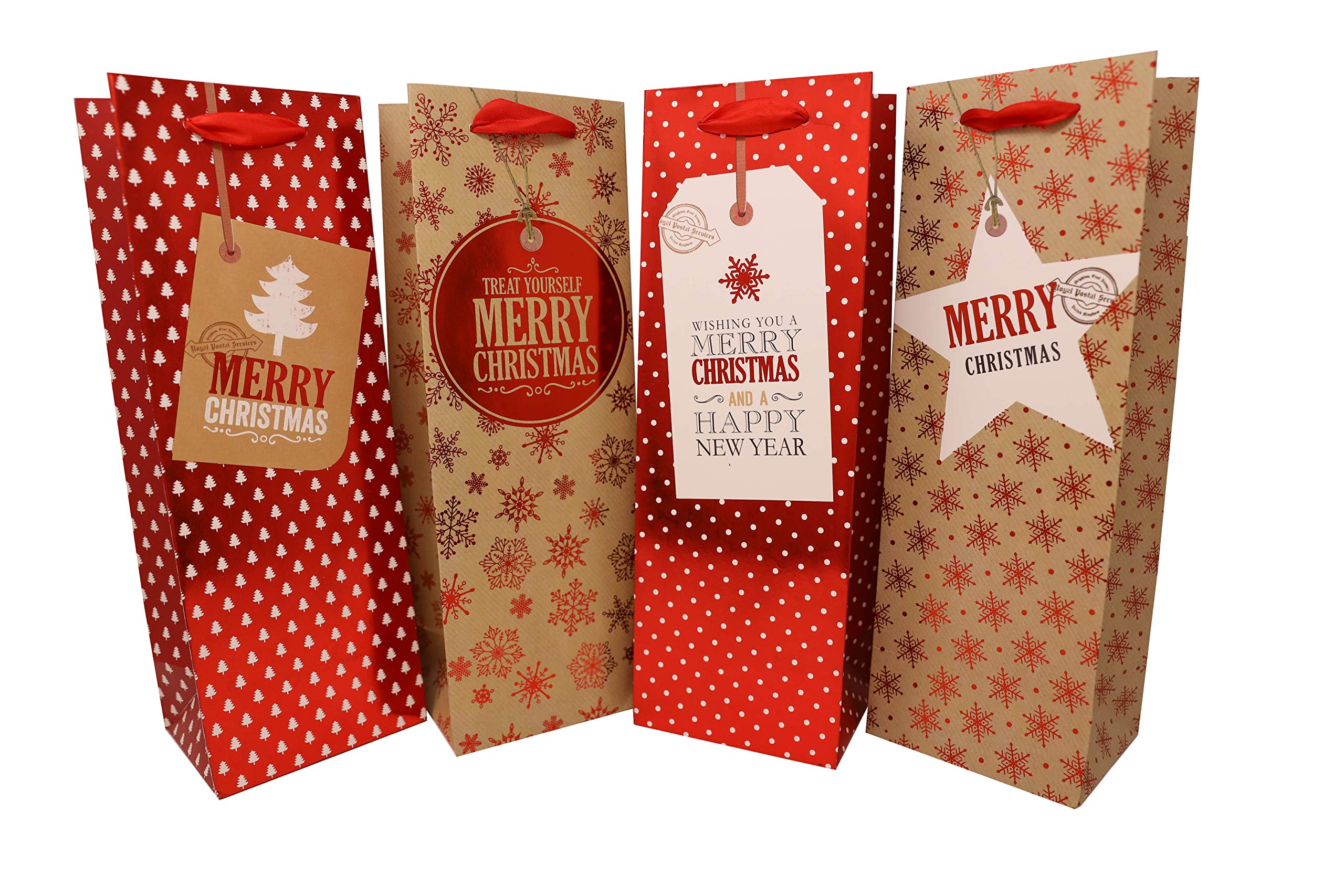 Iconikal HeavyDuty Christmas Wine Bottle Gift Bags 16Pack