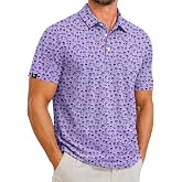 ZITY Men's Golf Polo Shirts Short Sleeve Print Patterns Moisture Wicking | UPF 50+,Quick Drying, Soft, Performance Tshirt,3 Button, Daily, Sports, Outdoor，Casual Collared Polo