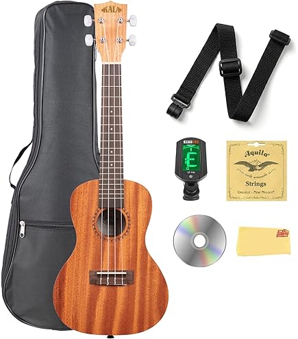 Amazon.com: Kala KA-15C Satin Mahogany Concert Ukulele Bundle with