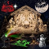 HoneyFair 12-in-1 3D Nativity Christmas Projector Lights Outdoor Decor | 3D Dynamic Breathing Effect, 4 Colors, 12 Patterns with Nativity Scene, Santa Claus &amp; Snowman for Window/Roof/Yard Decor