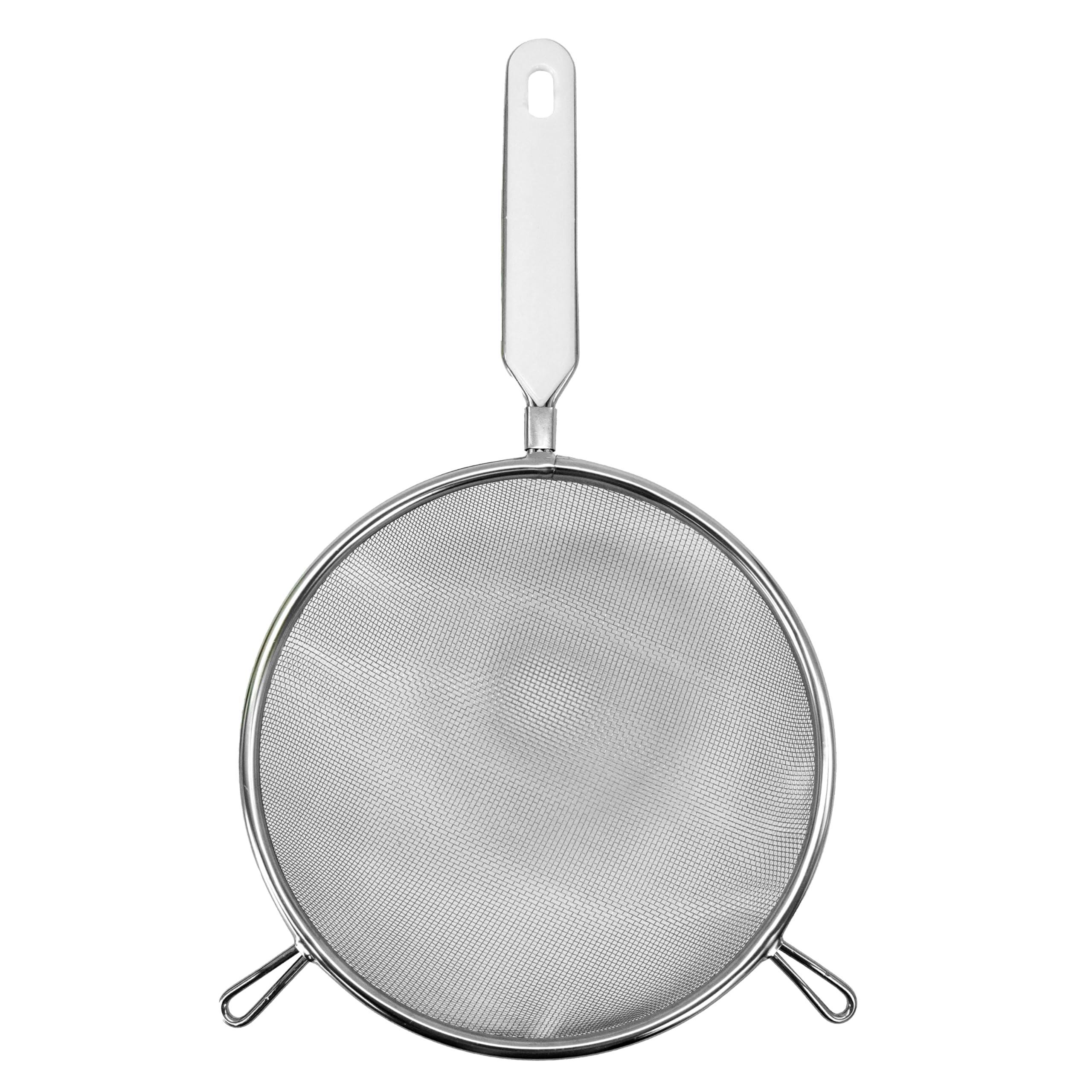 Fackelmann Stainless Steel Sieve, Colander, Large, White Handle Inlay, 18cm Diameter, Silver & White