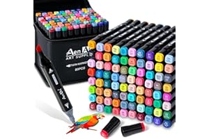 AEN ART Alcohol Markers Set, 80 Color Dual Tip Art Drawing Markers, Artist Pens with Organizing Case for Adult Drawing Coloring Sketching