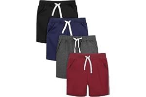 Resinta 4 Pack Toddler Boy Shorts Baby Boy Cotton Shorts Soft Casual Elastic Waist with Drawstring Boys Clothes for Summer
