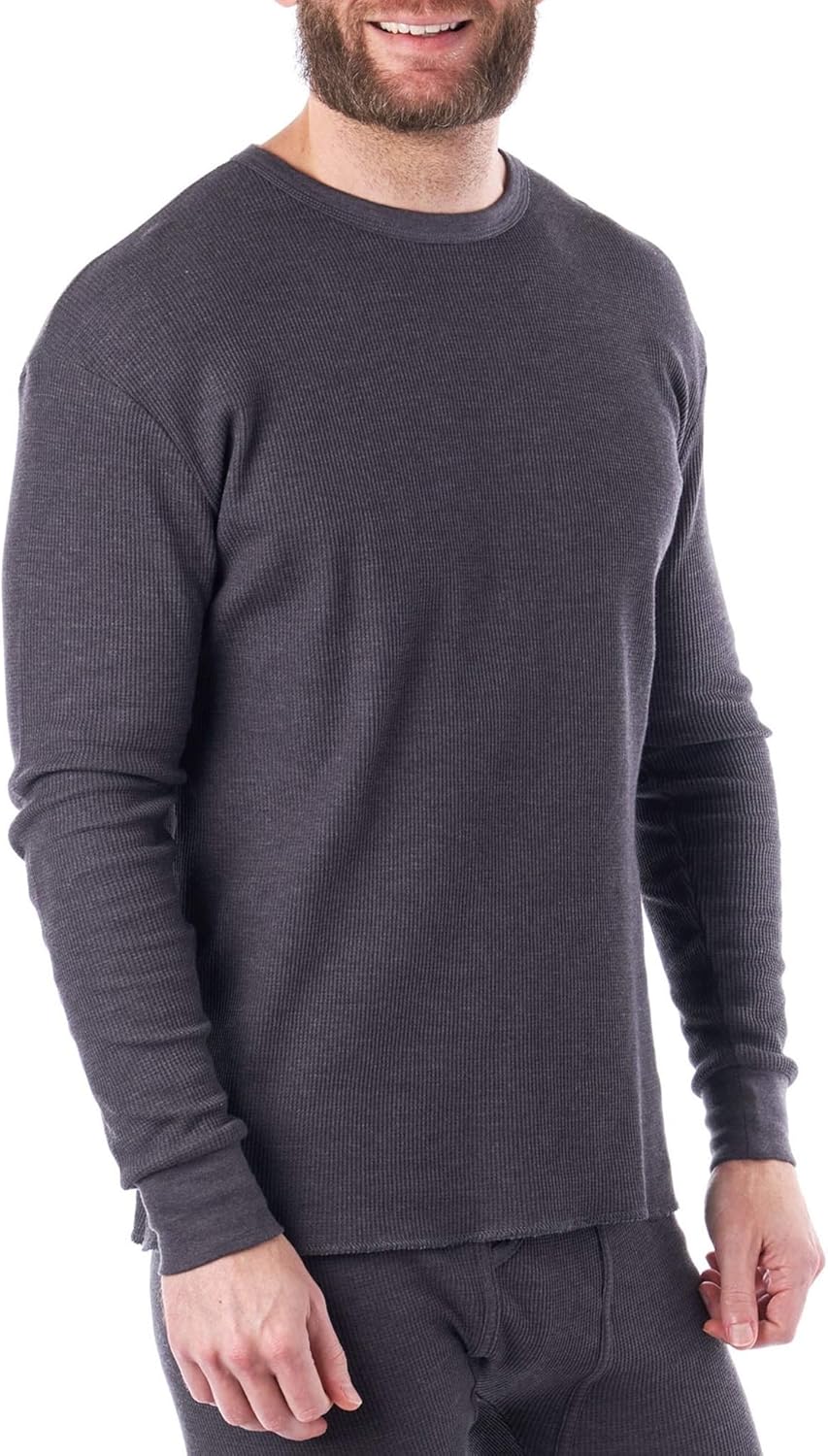 Alpine Swiss Mens Thermal Long Sleeve Top Underwear Crew Neck Shirt Waffle Knit Henley Base Layer at  Men’s Clothing store
