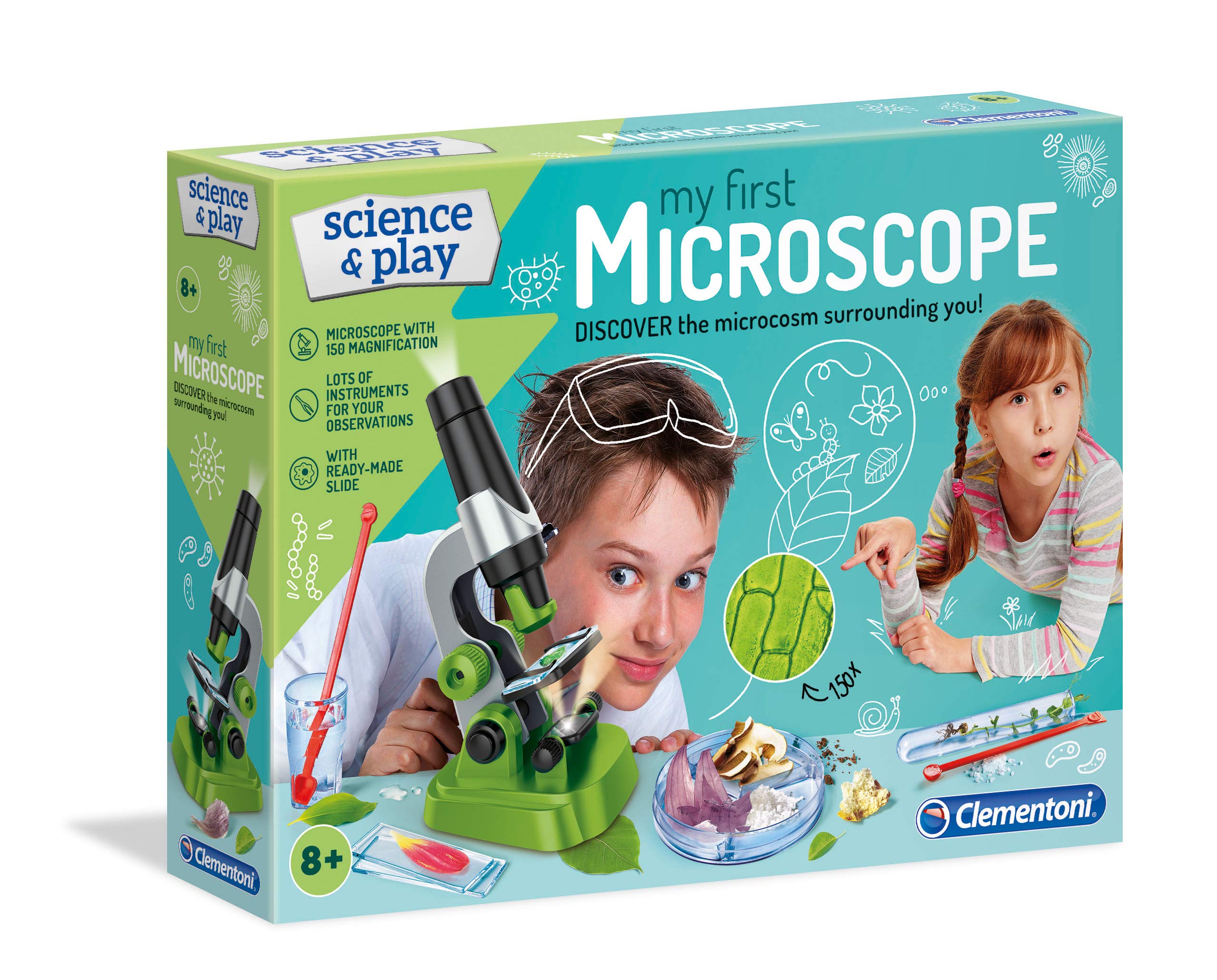 Clementoni- Science and Play Microscope: Real Magnification, Easy to Use, Educational Toy for Kids (8+ Years)
