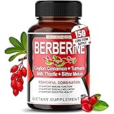 Berberine Supplement - Enhanced with Ceylon Cinnamon, Turmeric, Milk Thistle, Bitter Melon for Digestion, Immunity & Weight Managament (150 Count (Pack of 1))