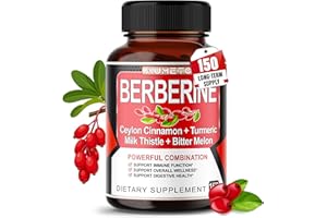 AUMETO Berberine Supplement - Enhanced with Ceylon Cinnamon, Turmeric, Milk Thistle, Bitter Melon for Digestion, Immunity & Weight Managament (150 Count (Pack of 1))