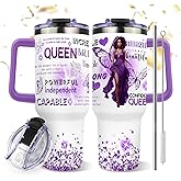 Inspirational Gifts for Women - Get Well Healing Gifts for Women - Queen Birthday Gift for Black Woman - Self Care Cheer Up & Thinking of You Gift for Her Wife Sister Daughter - 40 Oz Purple Tumbler
