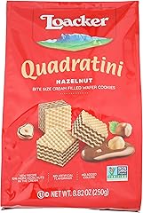 Loacker Quadratini Hazelnut Wafer Cookies - 30% Less Sugar - Premium Crispy Bite Size Wafers with Hazelnut Cream Filling - Re