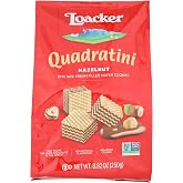 Loacker Quadratini Hazelnut Wafer Cookies - 30% Less Sugar - Premium Crispy Bite Size Wafers with Hazelnut Cream Filling - Resealable Family Pack - NON-GMO - 100% Italian Hazelnuts - LARGE Snack Bag 250g/8.82oz