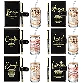AmazingSpark 18 Pcs Christian Gift Bulk for Women Men 16 Oz Glass Cups with Lid Straw Bible Verse Leather Journal Prayer Notebook with Pen Religious Gift for Church Valentines (Gel Pen,Black)
