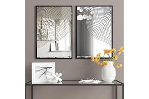 LUXENHÖME Luxenhome Set of 2 Modern Iron Waves Rectangular Accent Wall Mirrors
