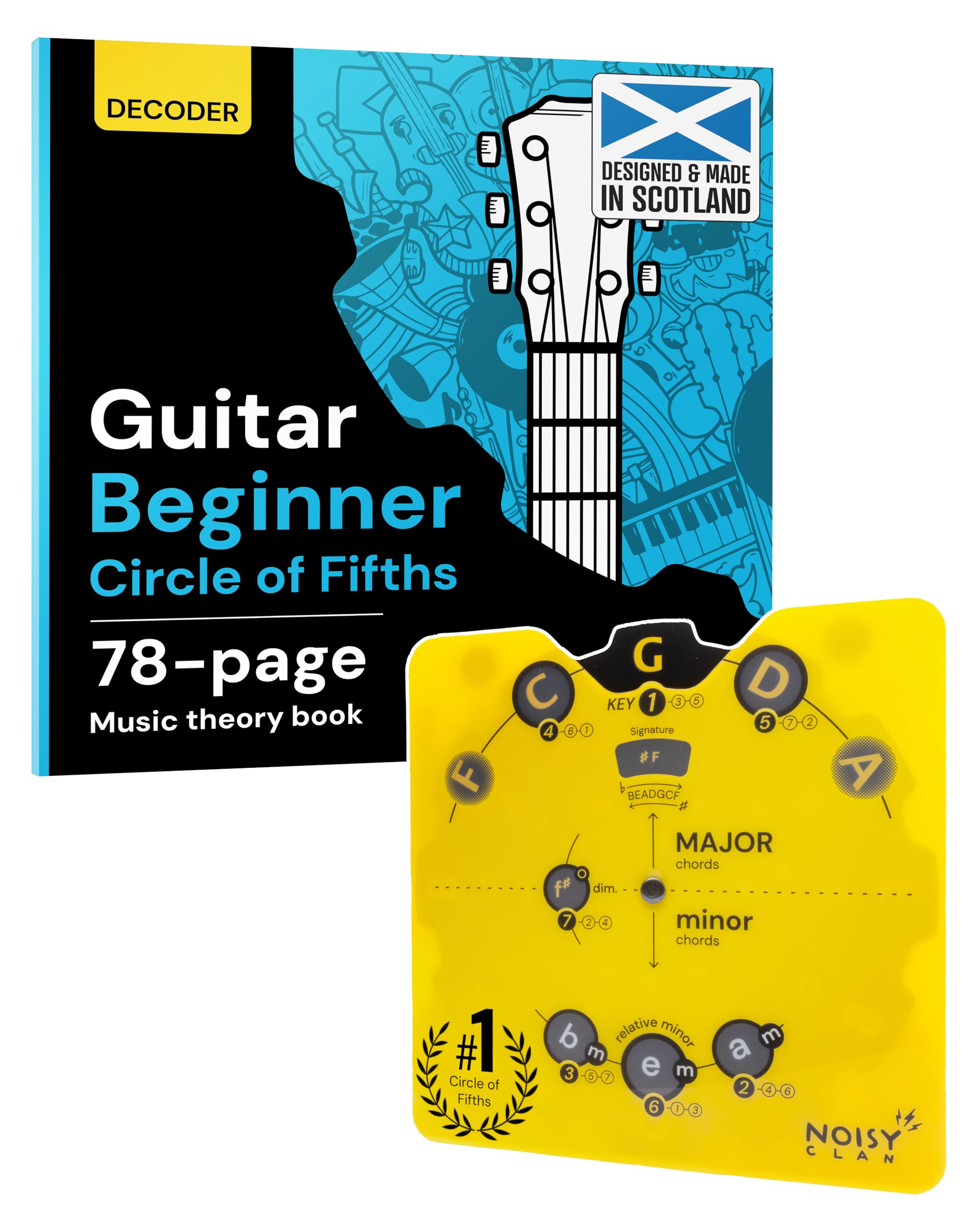 Guitar Circle of Fifths Wheel & Theory Book – Music Theory Made Easy for All Levels – Music Learning Tool, Learn Chords, Keys & Progressions – Write More, Play More, Master Music