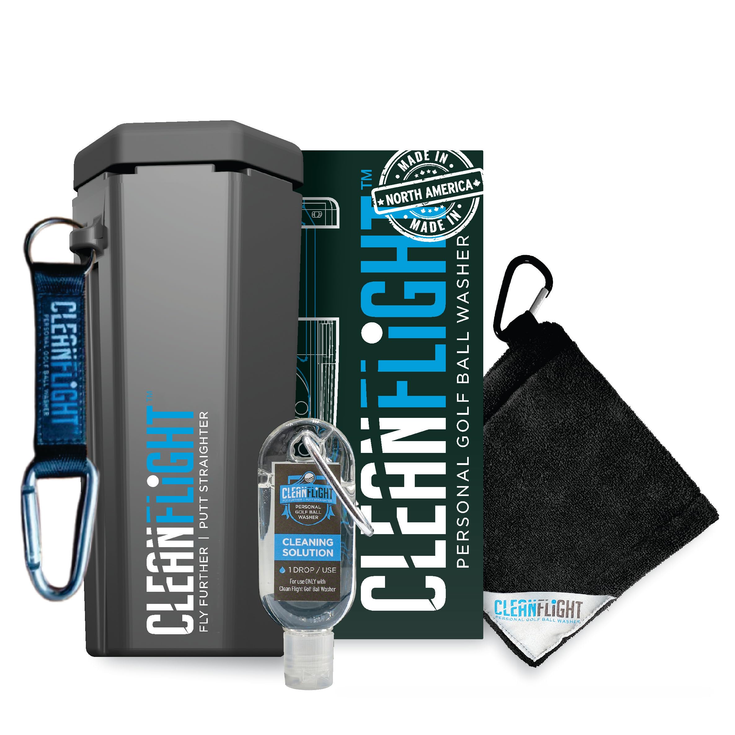 Clean Flight Golf Ball Washer/Cleaner and Towel Combo Set – Best Golf accessory Gifts for Men & Women