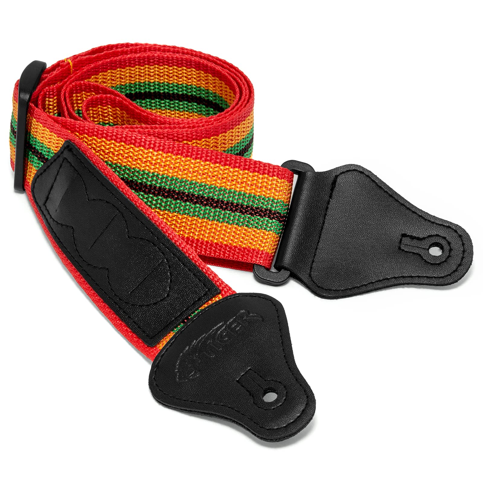TIGER STP2-RB Nylon Guitar Strap for Acoustic, Classical, Electric and Bass Guitars Reggae Design