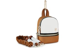 Sunpour Mini Backpack Keychain Lanyard Pouch Small Change Coin Purse Cute Zipper Wallet With 3 RFID Card Slots For Women/Men Airpods Cosmetics