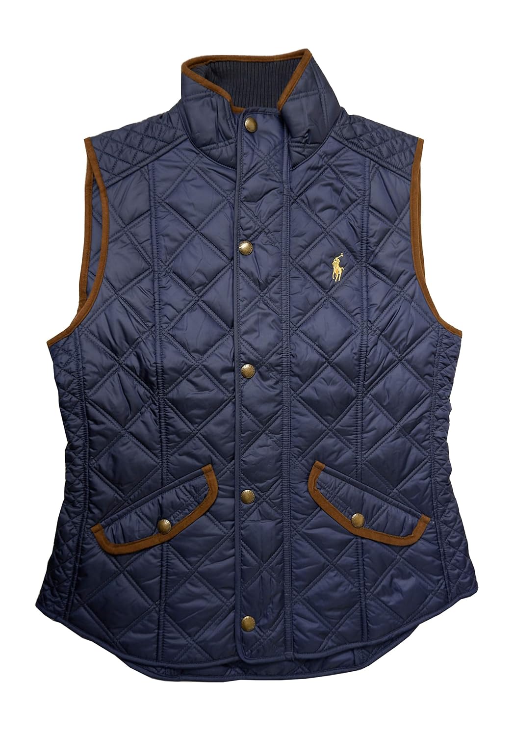 Buy Polo Ralph Lauren Women's FauxLeatherTrim Quilted Vest, Navy