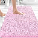 OLANLY Bathroom Rugs 30x20, Extra Soft Absorbent Chenille Bath Rugs, Rubber Backing Quick Dry, Machine Washable Bath Mats for Bathroom Floor, Tub and Shower, Home Decor Accessories, Pink