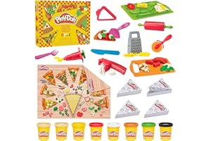 Play-Doh Ensemble de jeu de tranches à pizza, jouets de cuisine pour enfants, arts et travaux manuels pour garçons et filles 