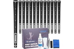 Geoleap Golf Grip Set of 13- Grips with 15 Tapes and Grips with All Repair Kits for Choice,Memory Point assists Hand Placement,Premium Rubber Golf club Grips with Corrugated Textured Control Technology.
