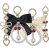 Nalefow 4Pcs Purse Extender Chain & Bow Keychain Kit, 2 Extender Chains & 2 Bow Charms,Handbag Strap Extenders Purse Charms