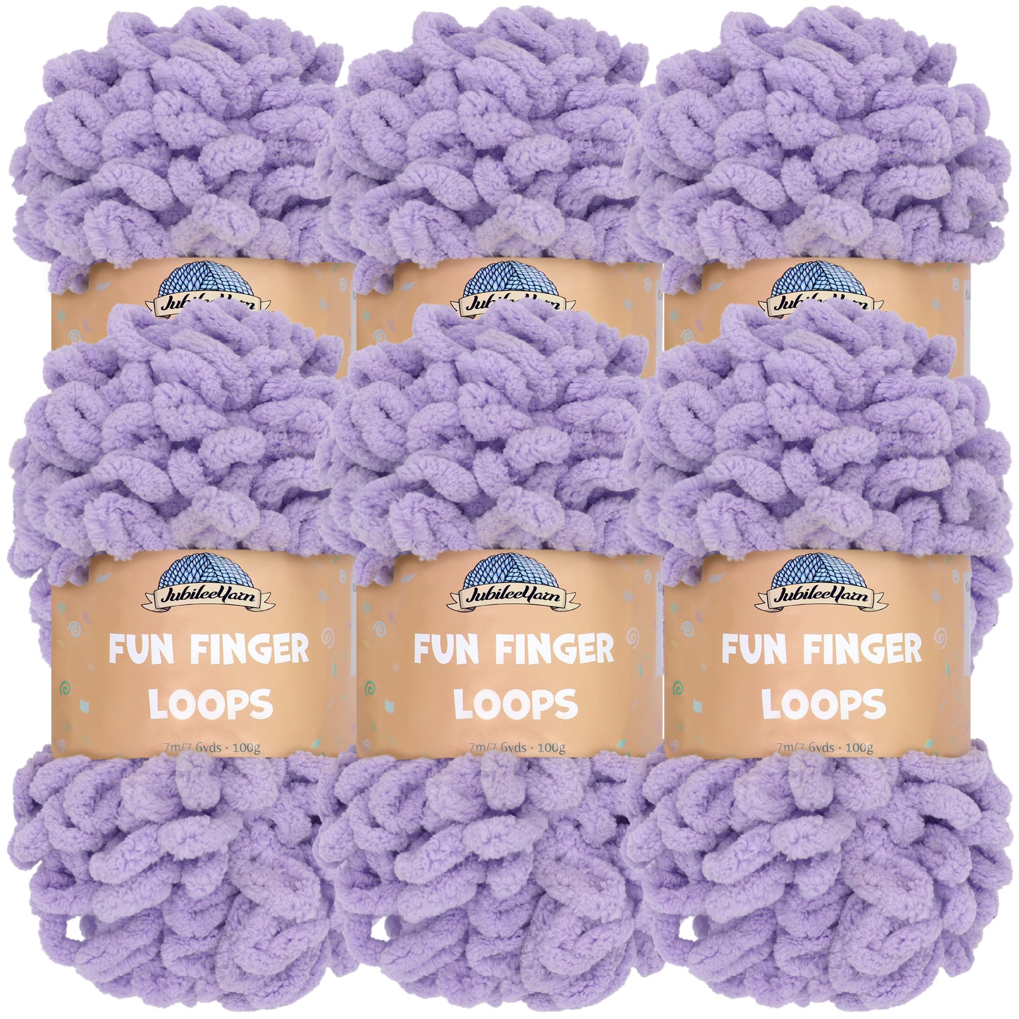 JubileeYarn Fun Finger Loops Yarn - Polyester Jumbo Weight Loop Yarn - 100g/Skein - Purple - 6 Skeins
