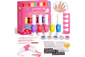 BUNNY BUBBLES Kids Nail Polish Kit for Girls Gifts- Nails Makeup Toy Set for Kids Birthday Thanksgiving Gift for 7 8 9 10 11 12 Year Old Girl's Party Cosmetic, Gel Nails Polish Manicure Girl Stuff
