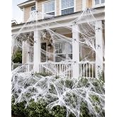 1000 Sqft Halloween Spider Webs with 50 Fake Spiders, Indoor Outdoor Decor | 1000 Sqft Coverage, 300 g Web, 50 Fake Spiders, Super Stretchy, Easy to Shape and Remove, Indoor/Outdoor Halloween Decor