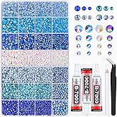 20000Pcs Blue Rhinestones for Bedazzling with 3Pcs B7000 Jewelry Glue, Resin Rhinestones for Crafting Crafts,Bedazzler Kit Flatback Gems for Clothing Shoes Tumblers Nail Art